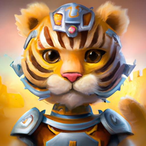 Chibi Tiger Warrior in Detailed Digital Art
