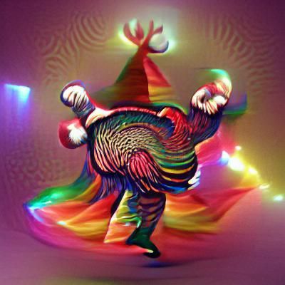 Psychedelic Dancing Christmas Turkey Image