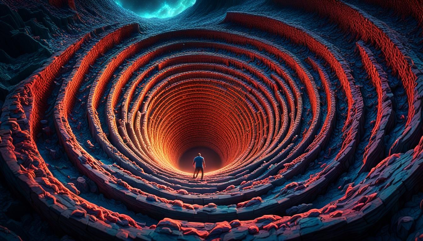 Bottomless Descent: A Cosmic Digital Illustration