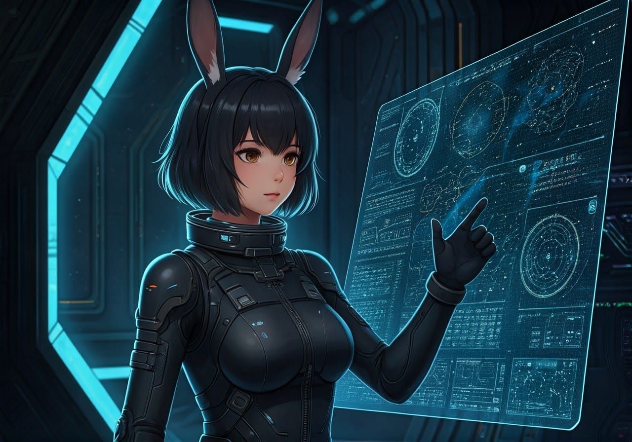 Moon Goddess in Space Suit Studies Celestial Map