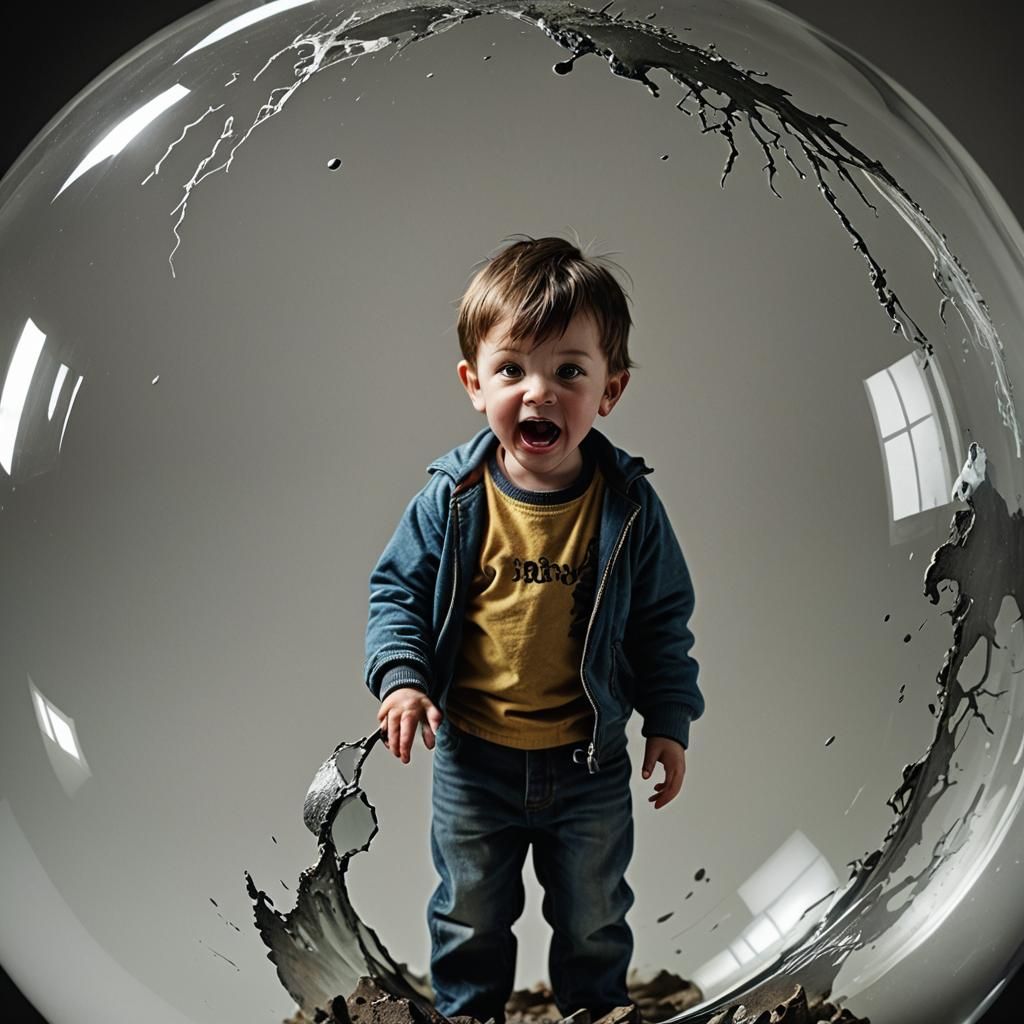 Child in Glass Globe: Miniature Horror Scene