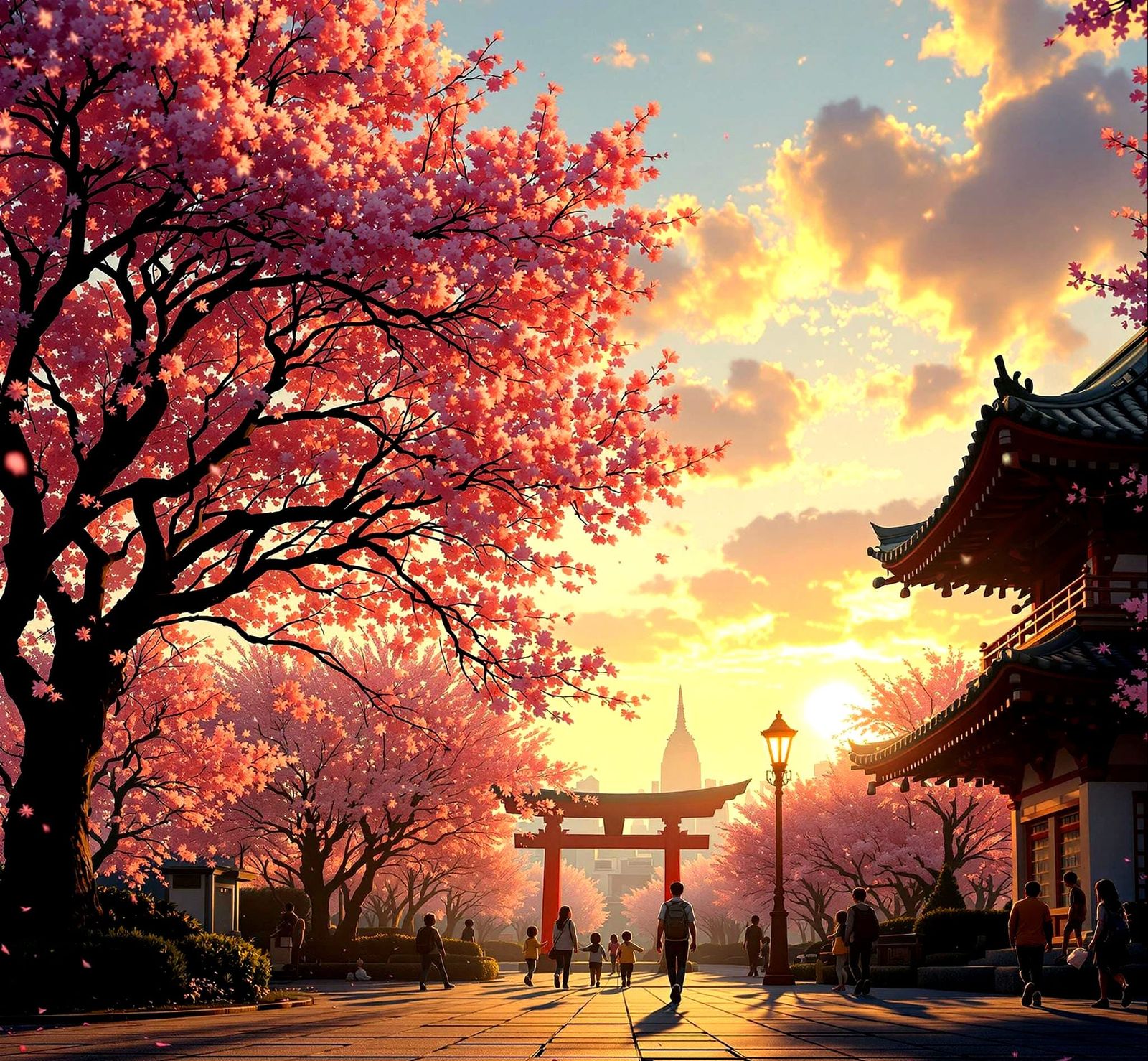 Surreal Hiroshima Peace Park in Vibrant Spring Bloom