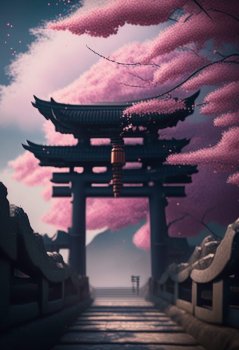Cherry blossom tori gate