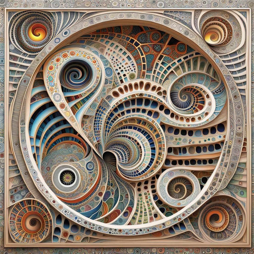 Abstract Fractal Zentangle in 3D Shading