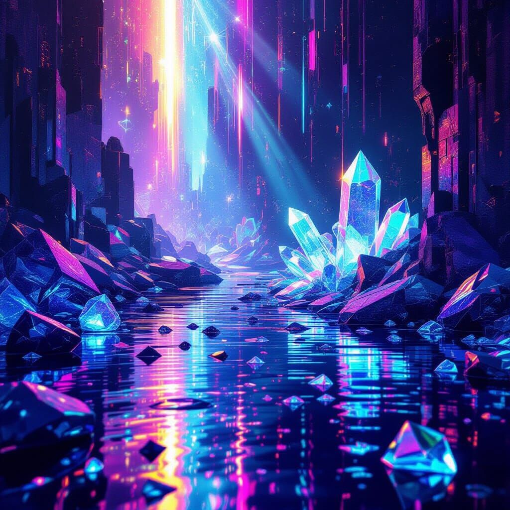 Surreal Light Streams & Liquid Metal Abstract Art