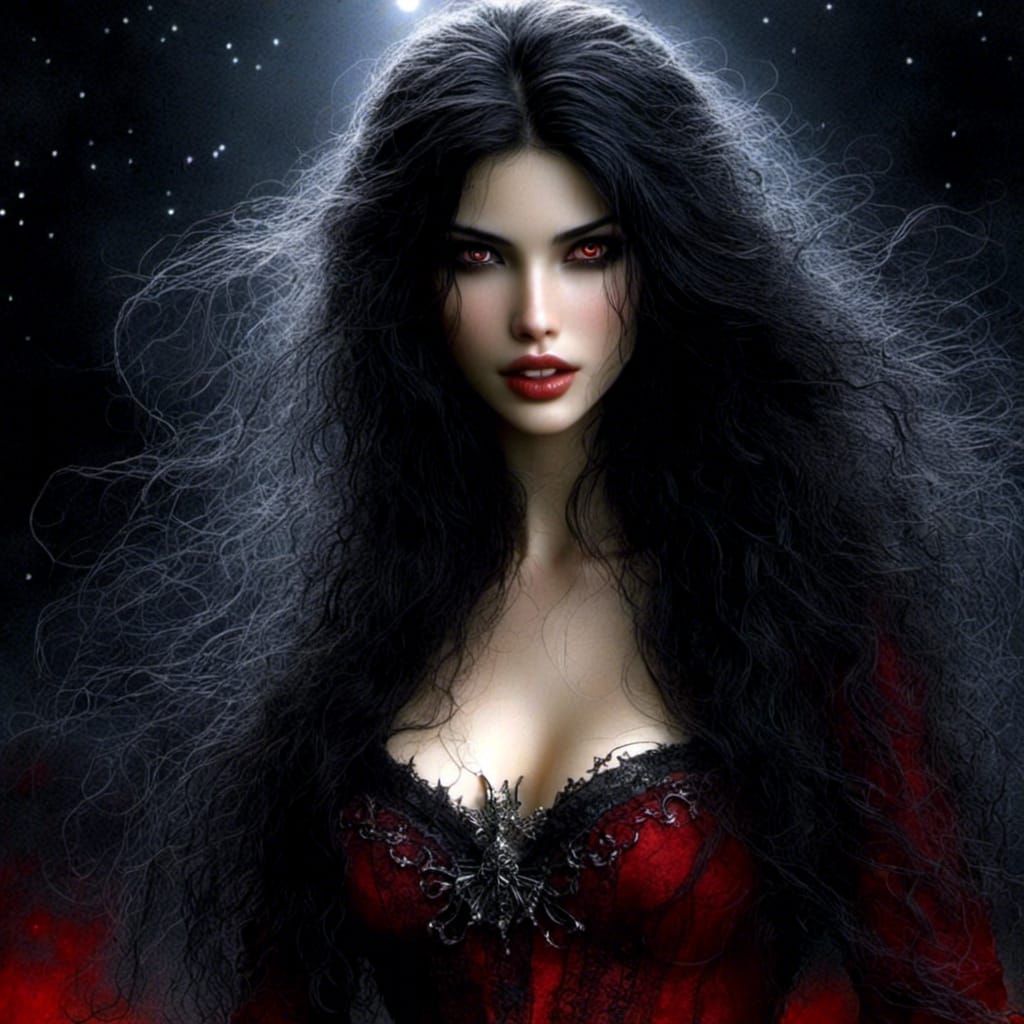 Gothic Vampire Woman Portrait in Realism Style