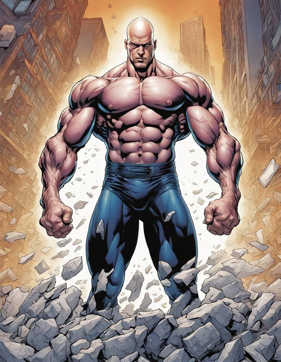 Hyper-Muscular Lex Luthor Portrait in Comic Book Art