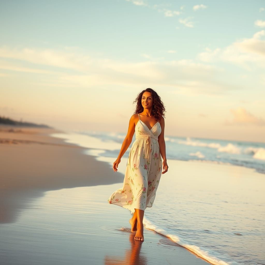 Serene Brazilian Beachside Moment in Impressionist Style