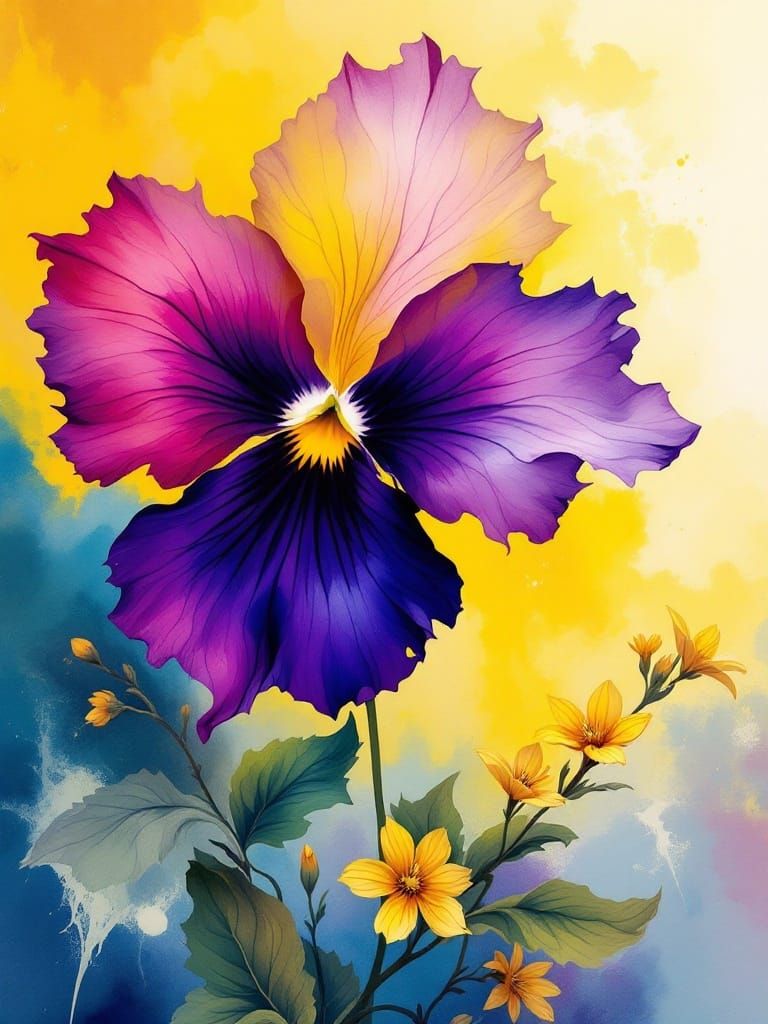 Luminous Floral Portrait in Vibrant Abstraction