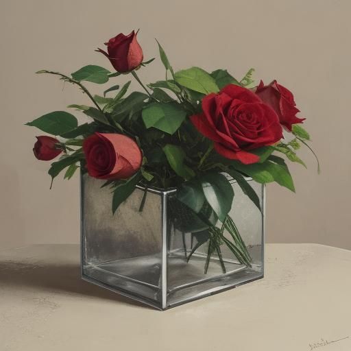 Cubist Still Life: Rose and Frog in Earth Tones