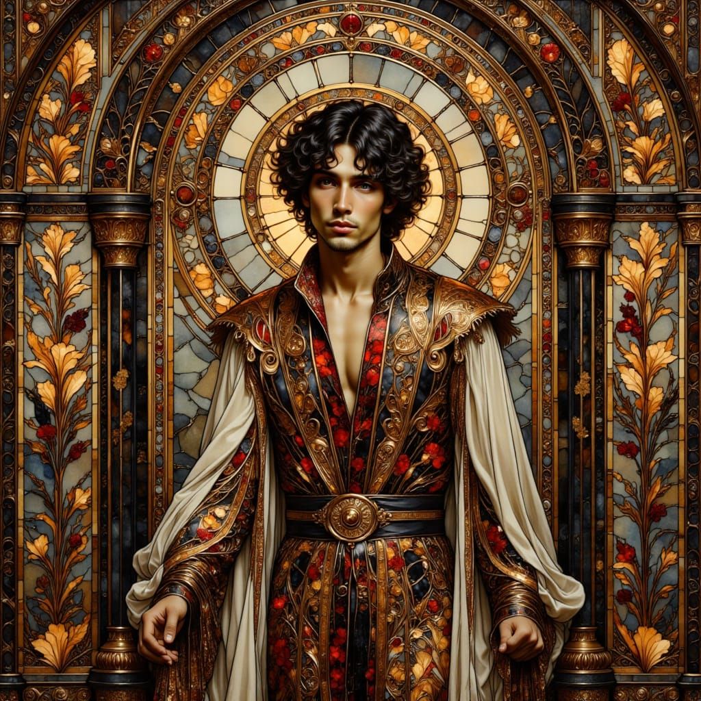 Art Nouveau Man in Lavish Mansion