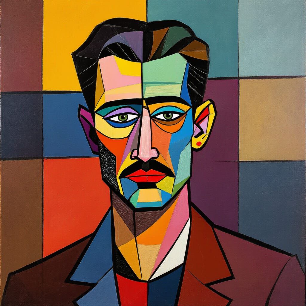 Abstract Cubist Human Form Exploring Geometric Planes