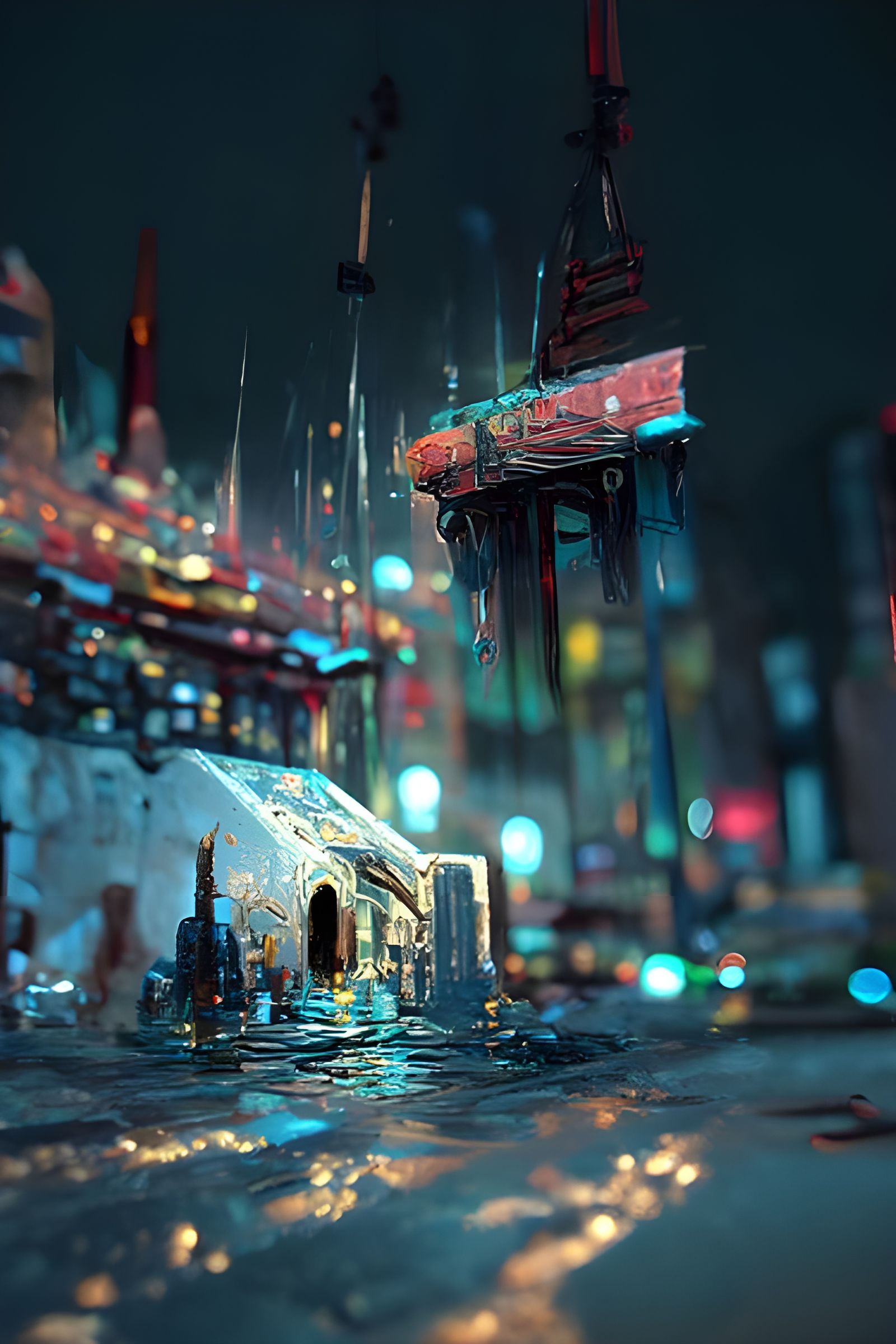 Vivid Summer Cityscape in Hyperrealistic Digital Art
