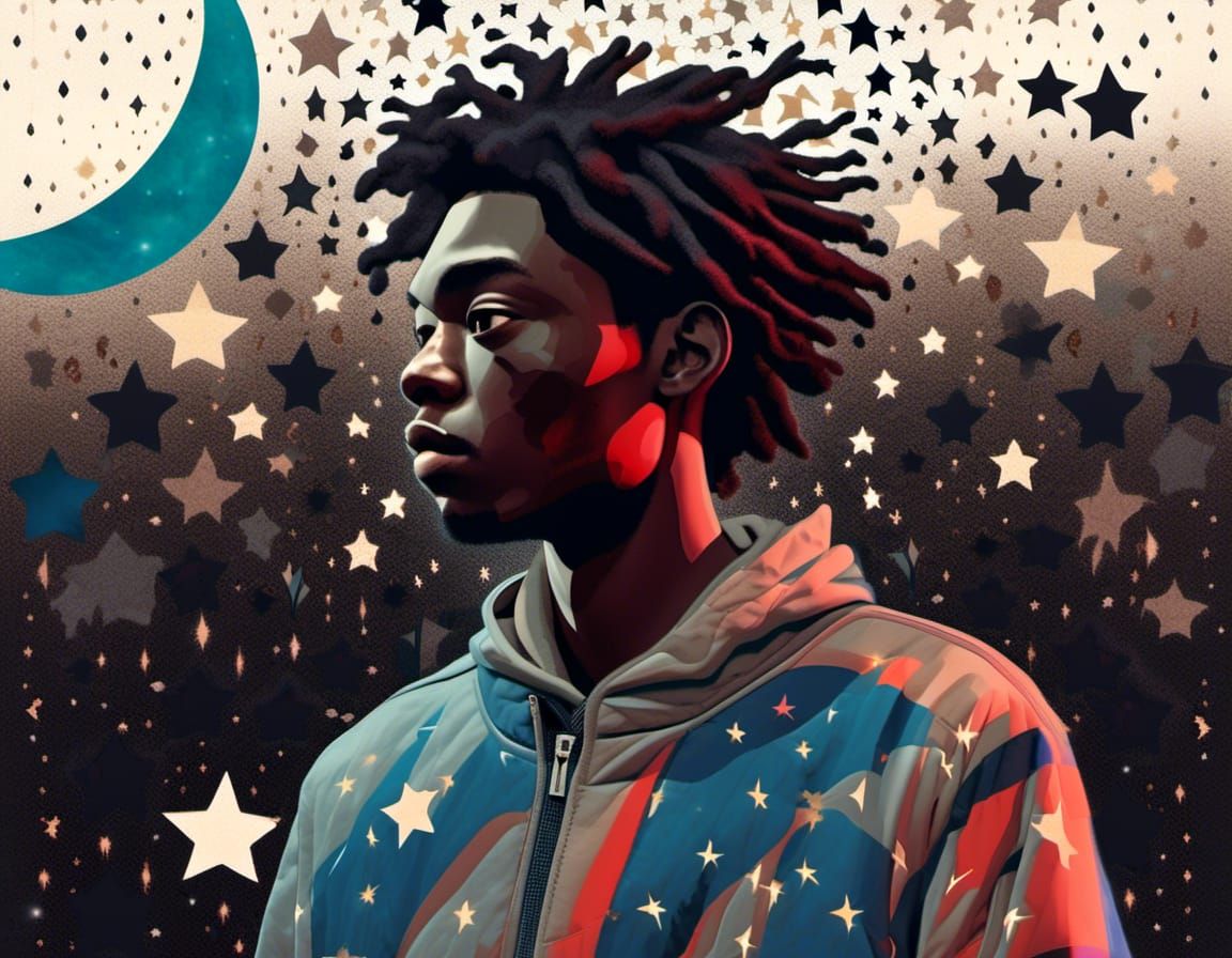 Expressive Collage Portrait with Fantasy Elements