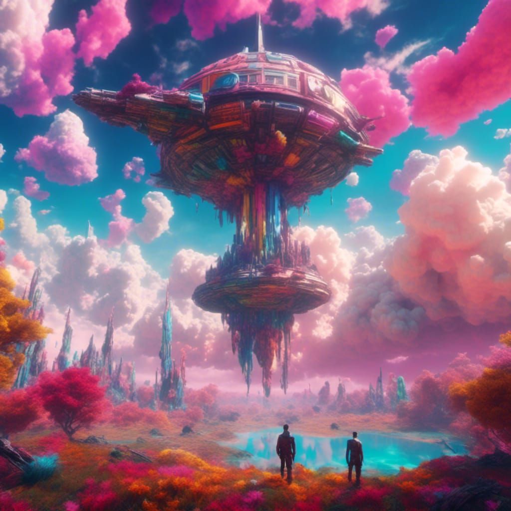 Futuristic Spaceship on Alien Planet