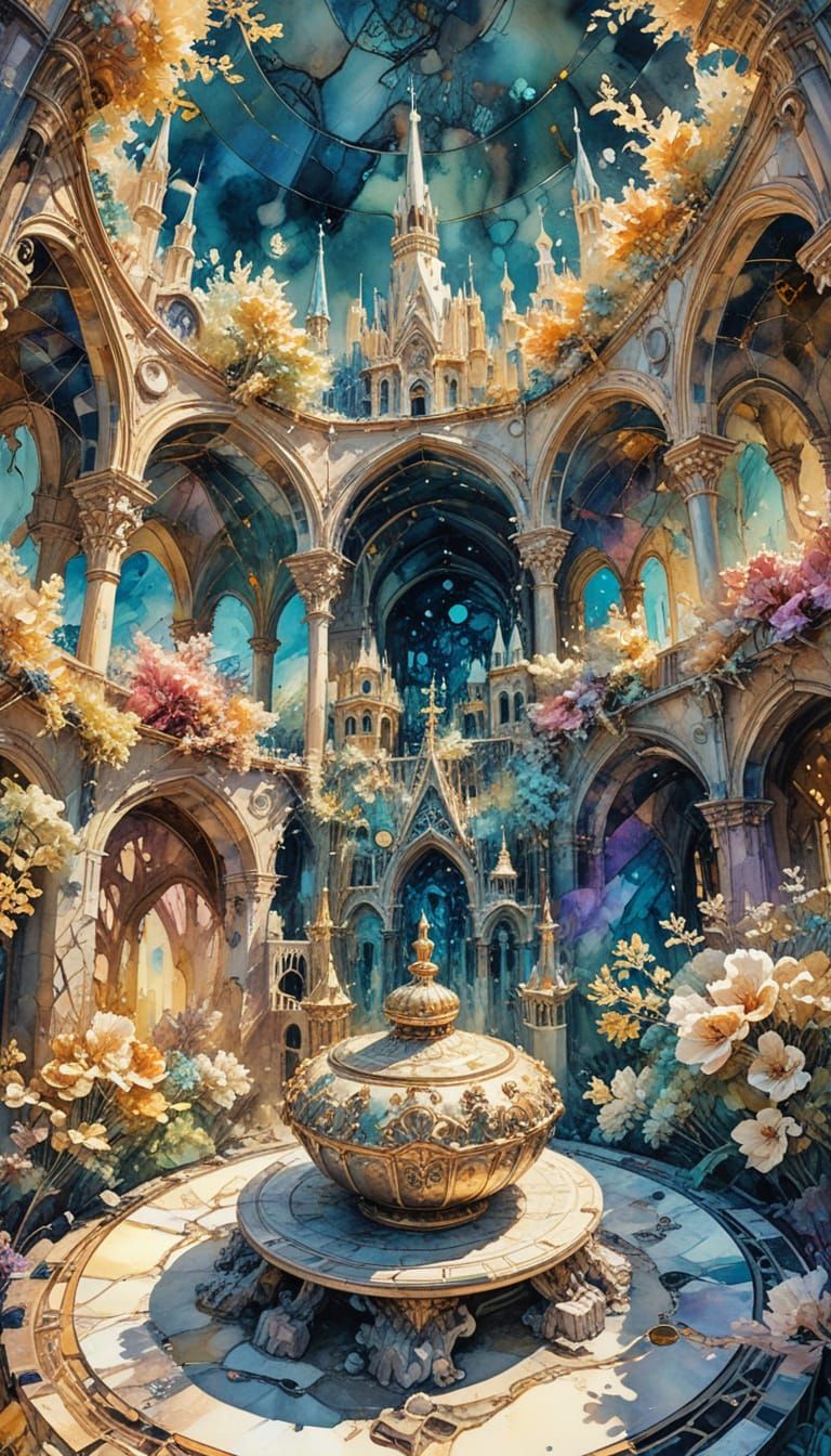 Stunning Cinematic Cityscape in Vibrant Alcohol Ink