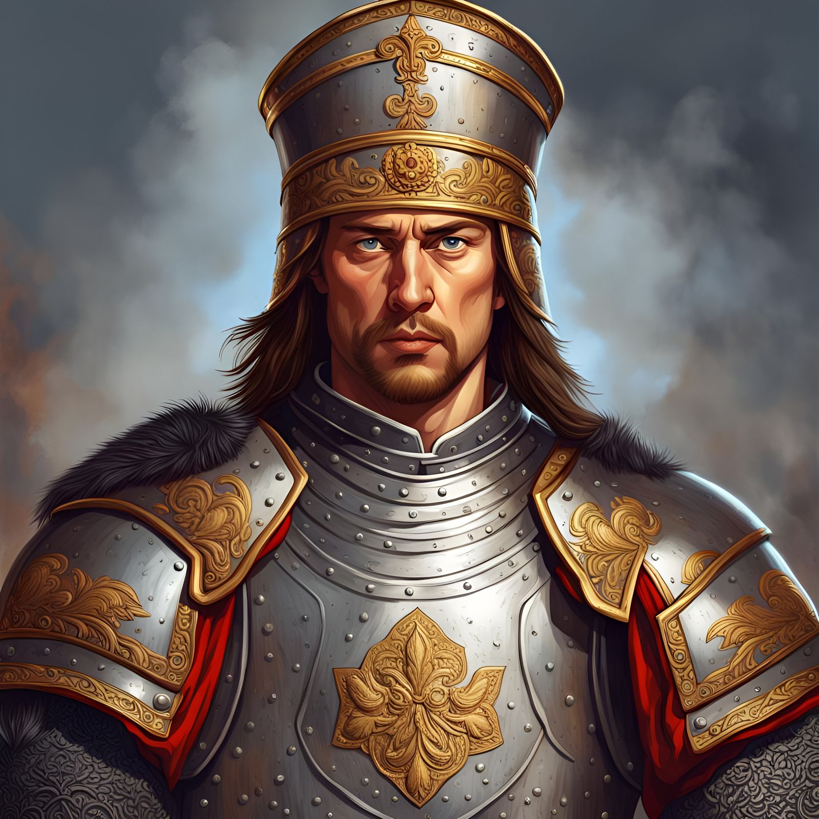 Alexander Nevsky Portrait in Cyberpunk Style