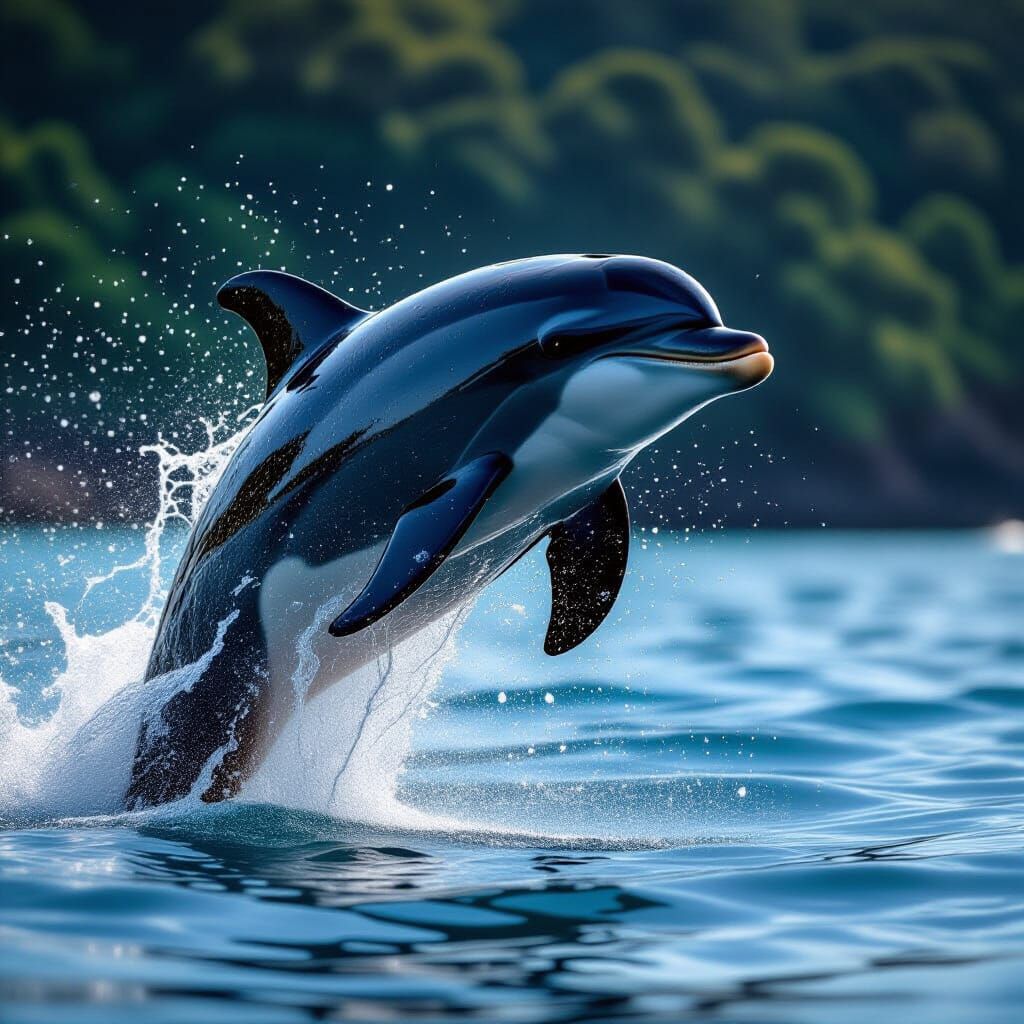 Dolphin Leaping From Ocean in Dramatic Wildlife Photo