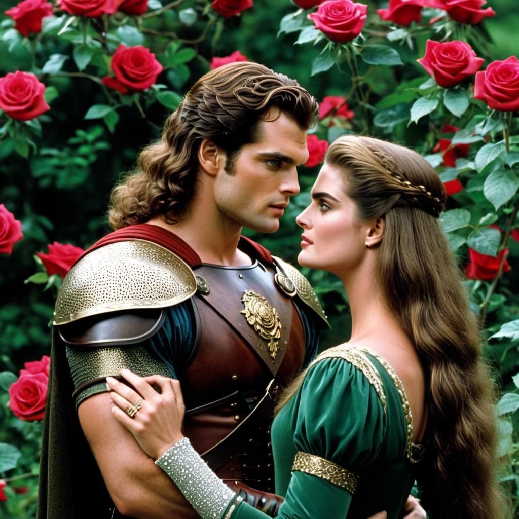 Romantic Embrace in Rose Garden