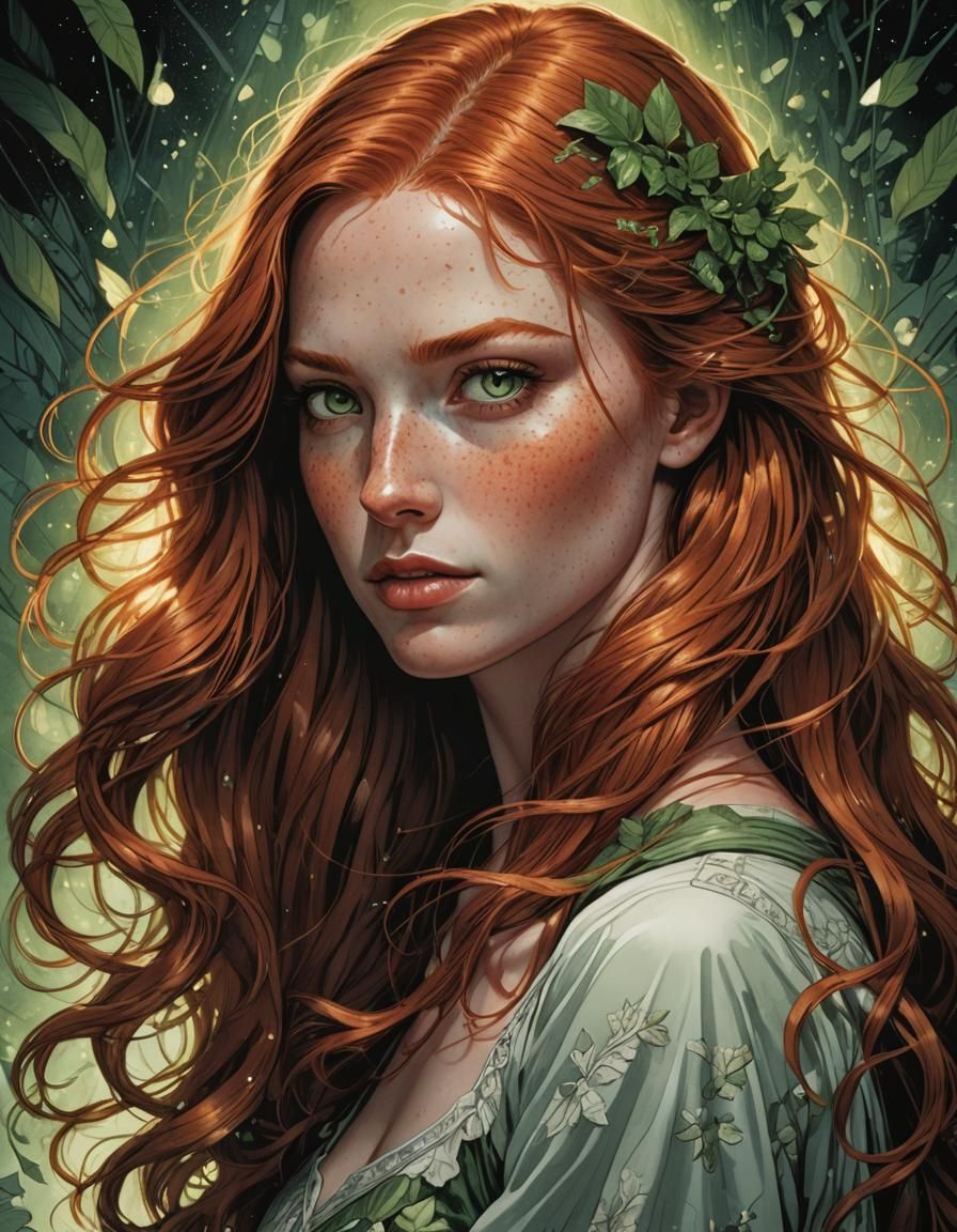 Redhead Portrait in Comic Book Art Style