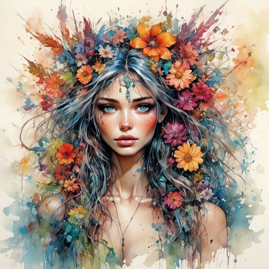 Illuminated Woman in Sci-Fi Style