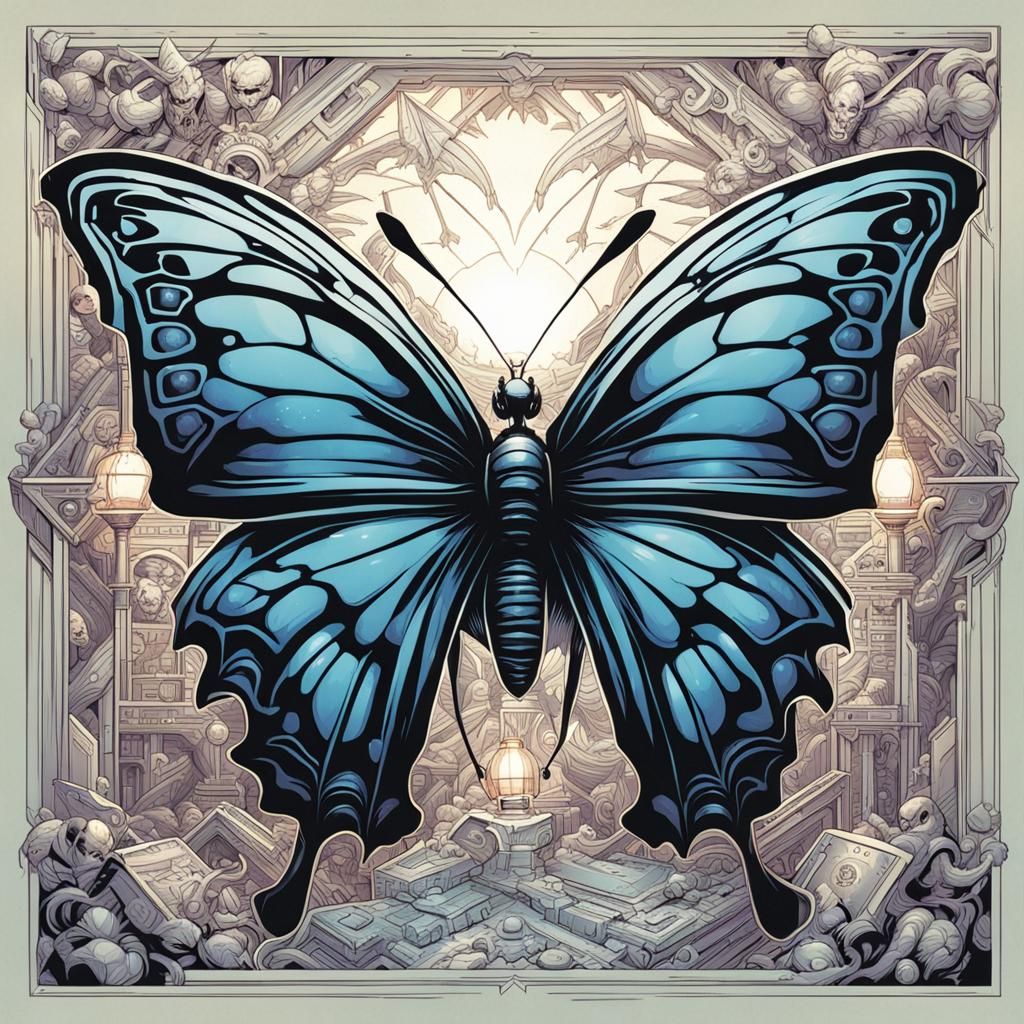 Butterfly in Comic Book Style Illustration
