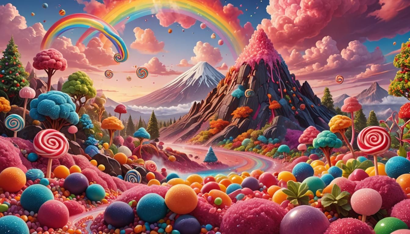 Candy Volcano Erupts in Hyper-Realistic Candyland