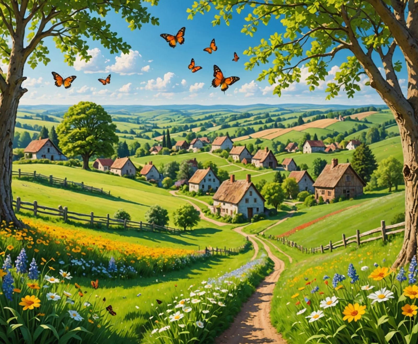 Springtime Serenity in a Peaceful Village