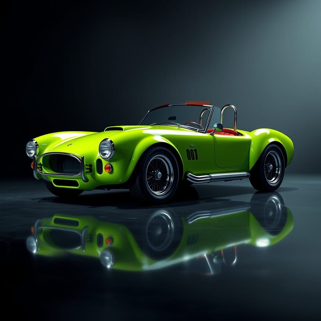 Vintage 1960s Sports Car in Fluorescent Lime Green
