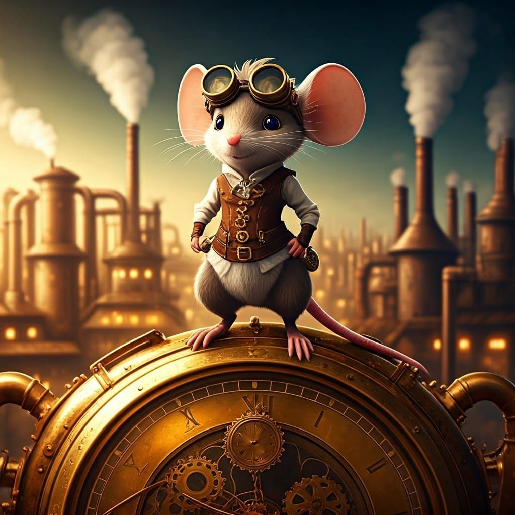 Steampunk Mouse Engineer in a Pixar-Inspired World