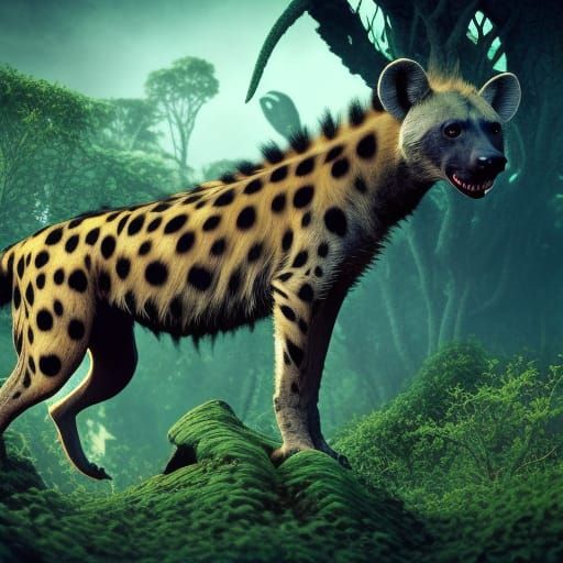 Ferocious Alpha Hyena in Fractal 3D Style
