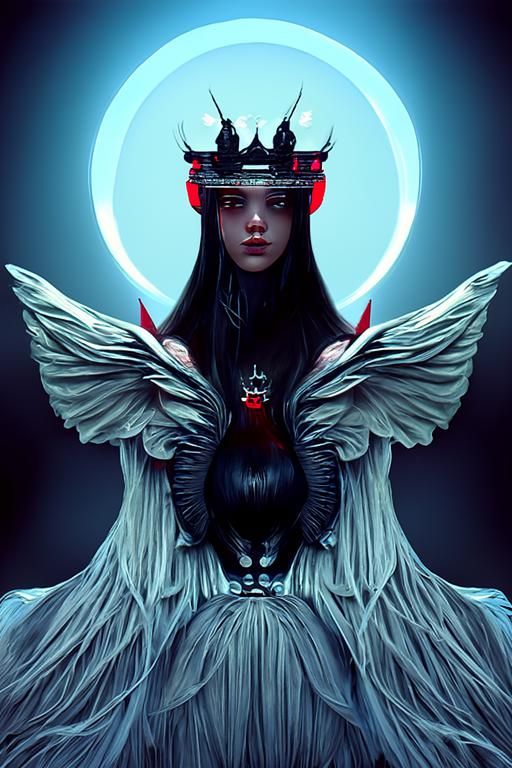 Evil Angel with Magic Orb in Digital Painting Style