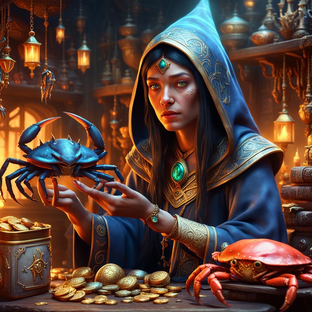 Sorceress and Crab Hybrid Discover Spam in a Magical Realm