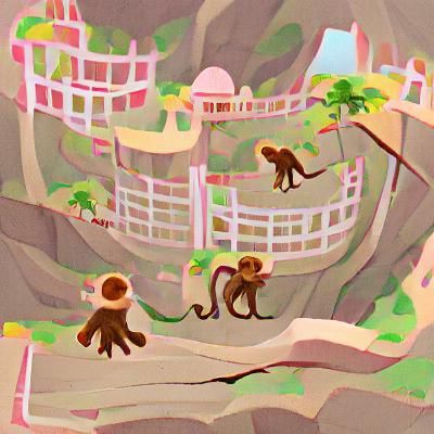 Playful Monkey Land Scene