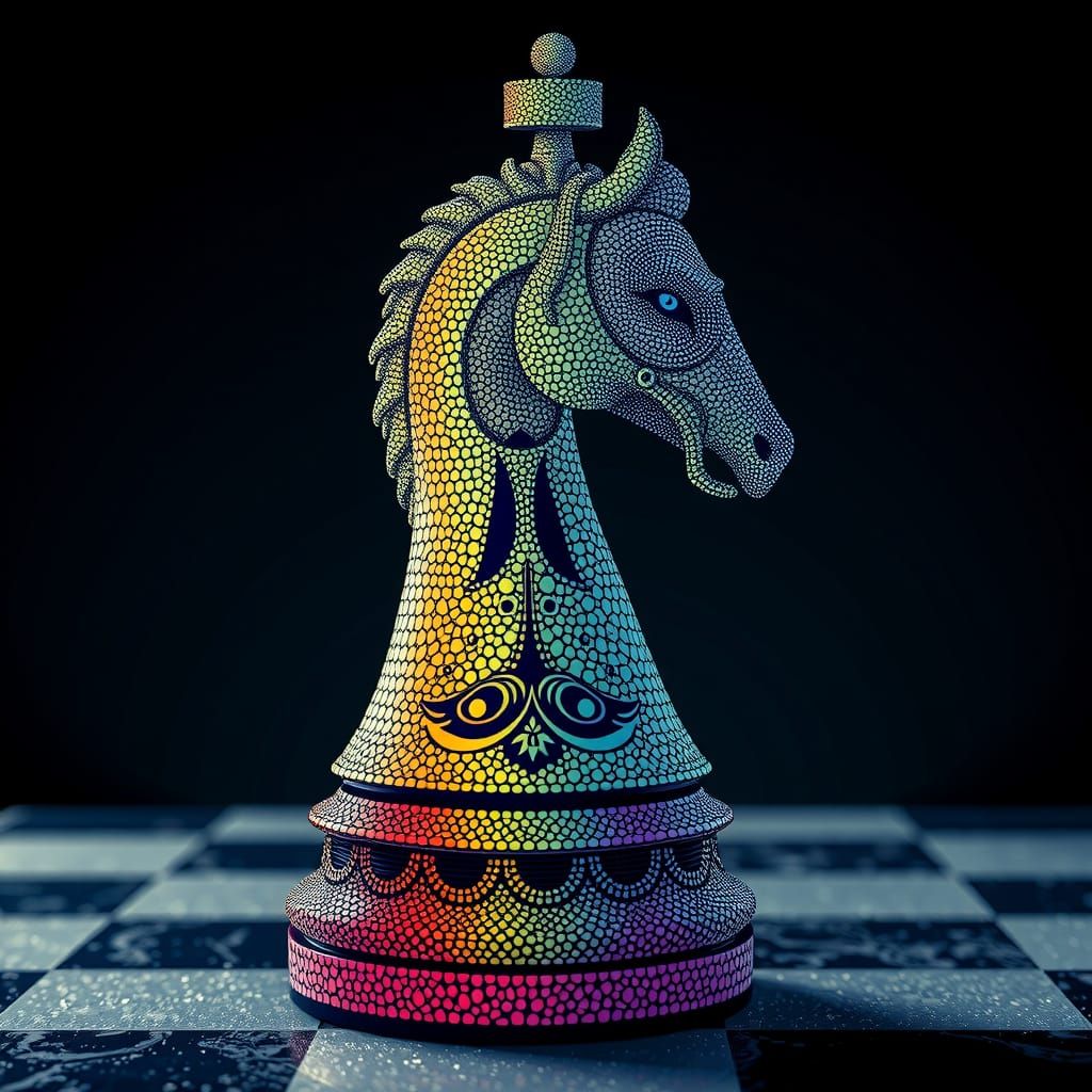 Chess Piece in pointillism style
