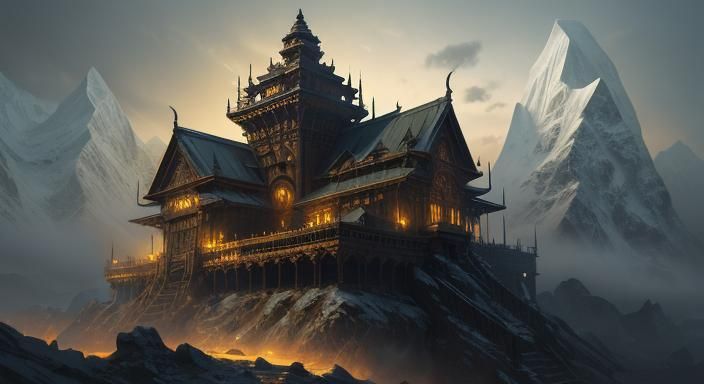 Himalayan Rollercoaster: Epic Dark Fantasy Concept Art