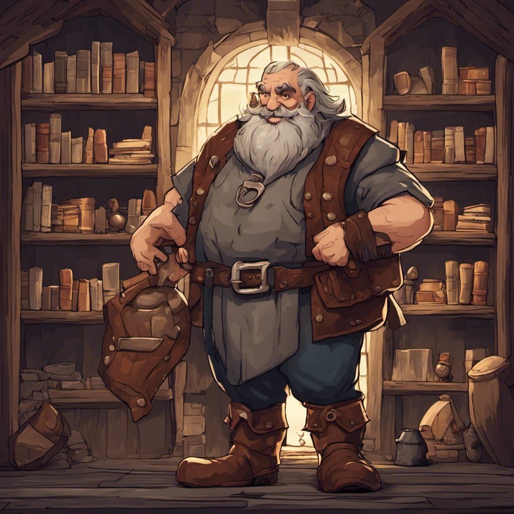 Fantasy Dwarf Librarian in Wizards of the Coast Style
