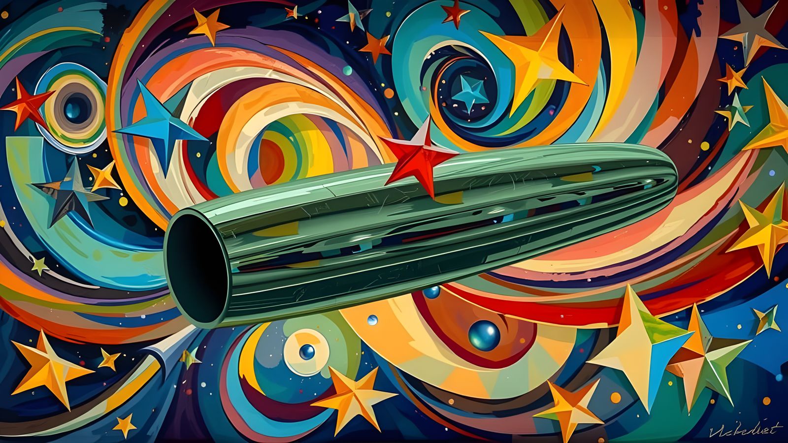 Abstract Expressionist Vortex of Color in Impasto Style