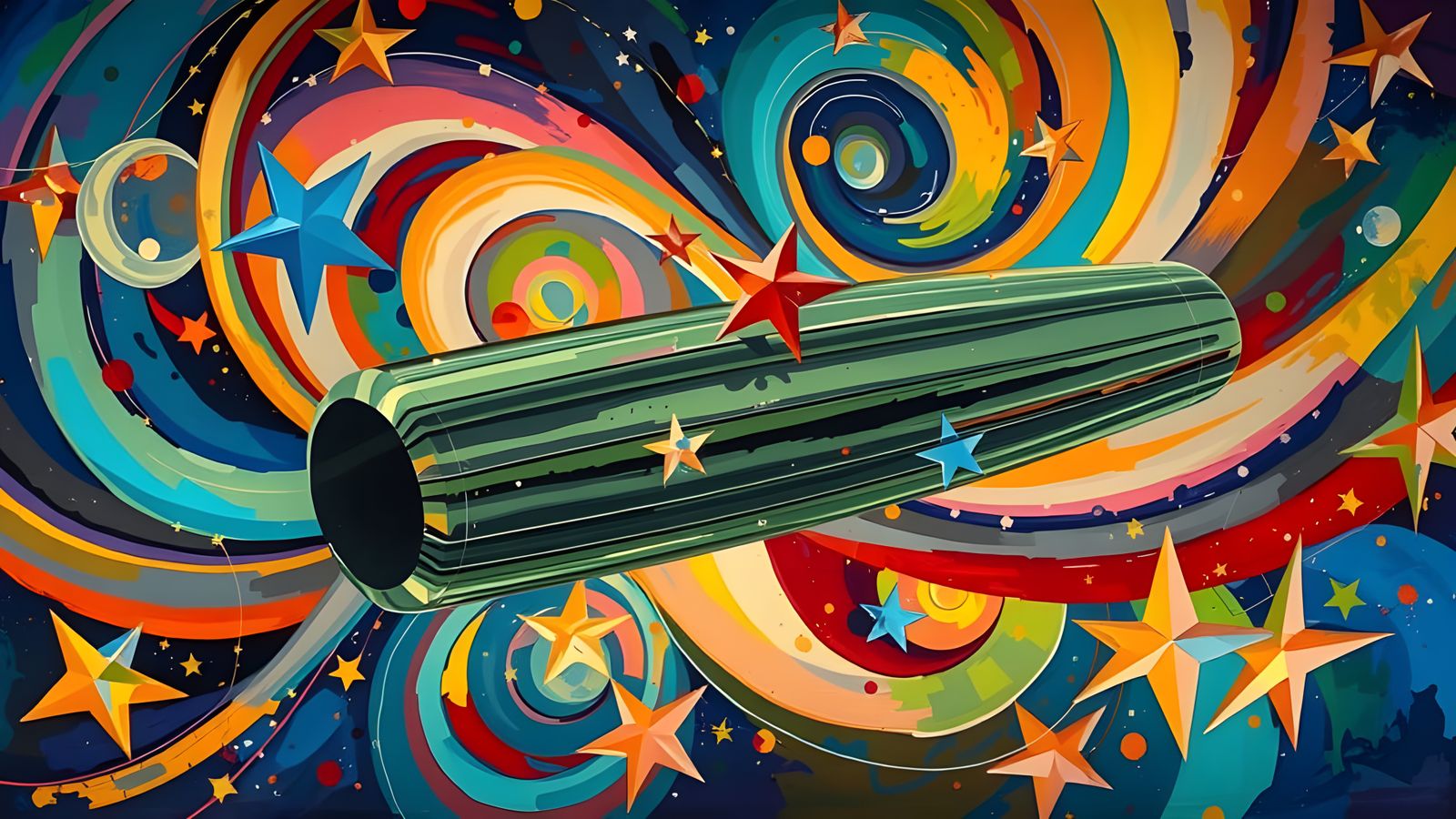 Abstract Expressionist Vortex of Spinning Stars