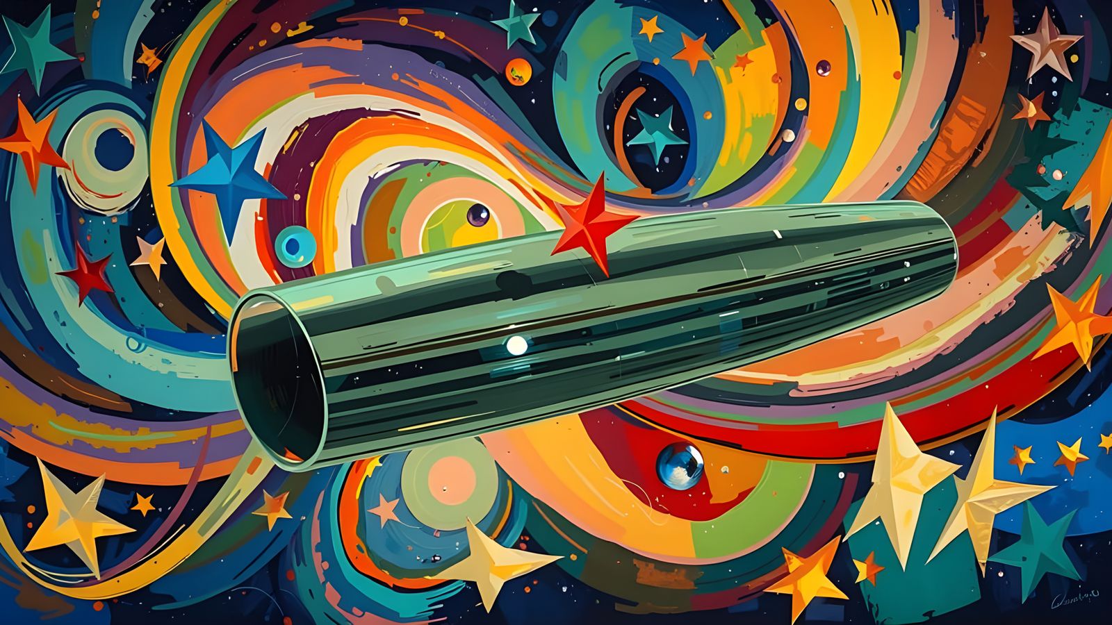 Abstract Mirror Cylinder in Impasto Oil Style