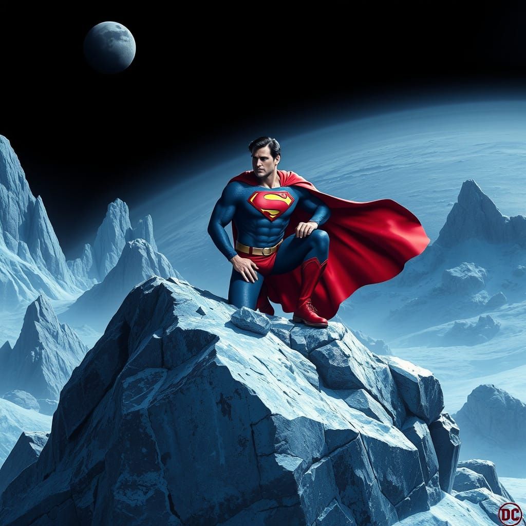 Superman Contemplates on Pluto's Icy Frontier