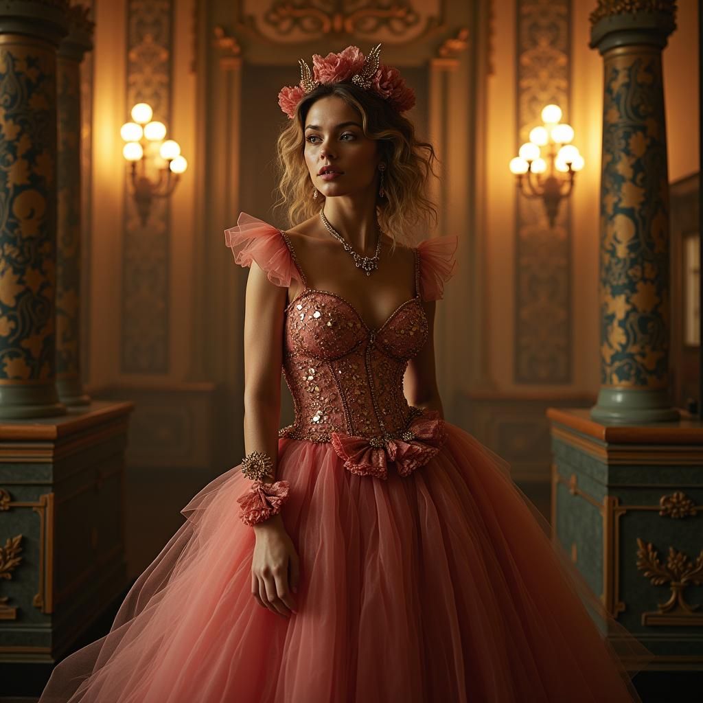 High Fashion Model in Baroque Opulence