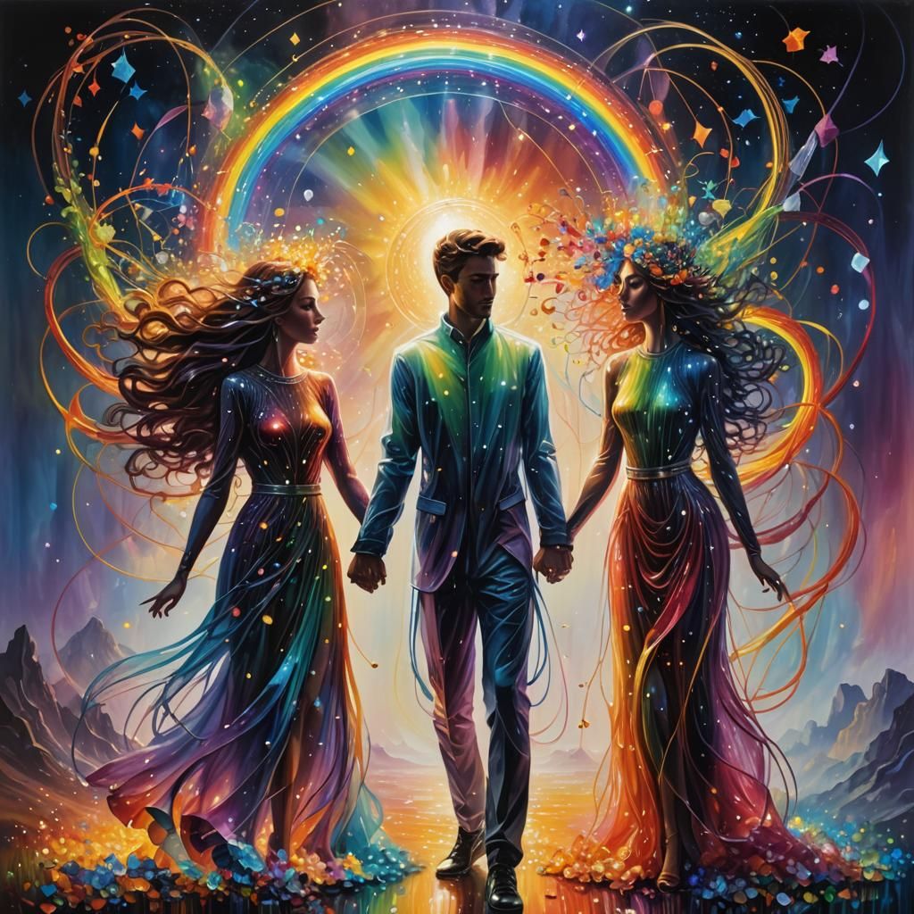 Futuristic Surrealist Couple in Love Masterpiece