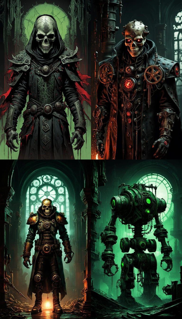 Cybergothic Deathknight Warrior in Steampunk Armor