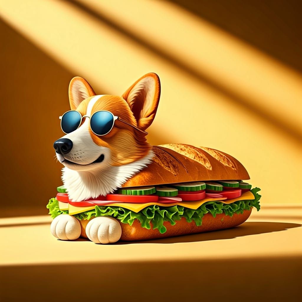 Corgi Sub Sandwich in Pop Art Style