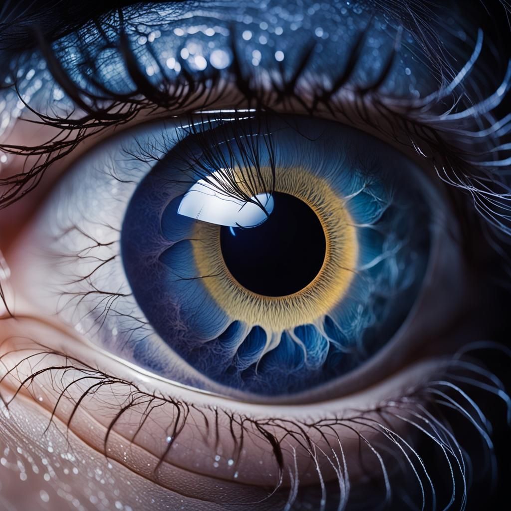 Eye Reflecting a Blue Moon: Macro Photography