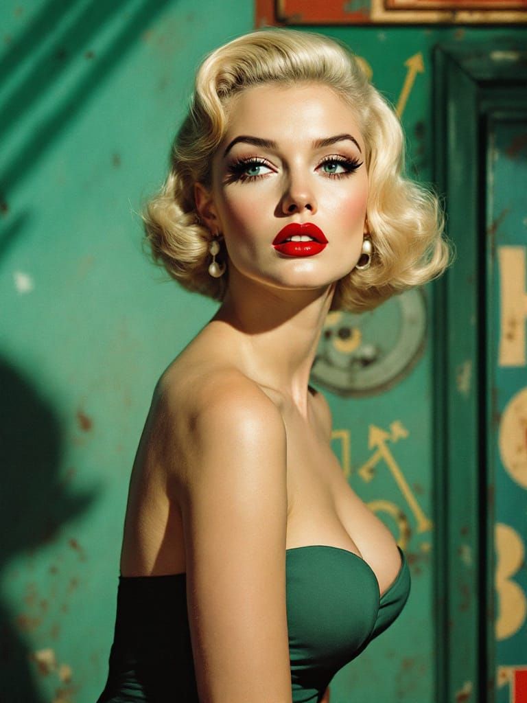 1950s Pin Up Woman with Bold Expression