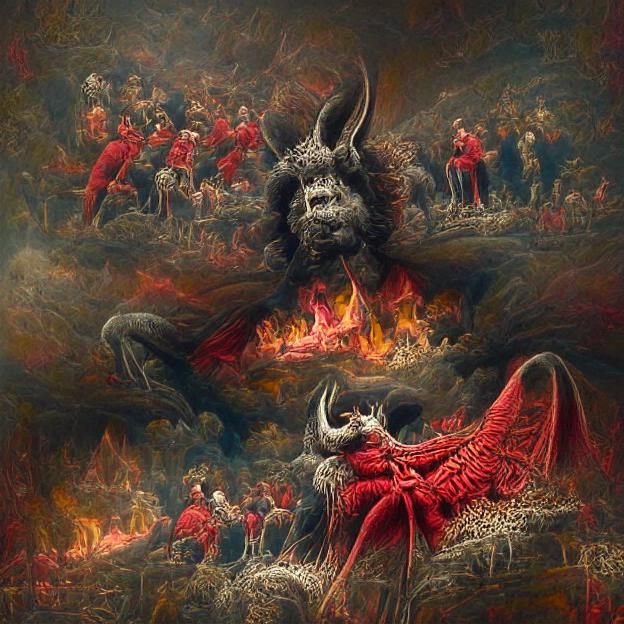 Intricate Devil in Hell, Realistic Sinister Art