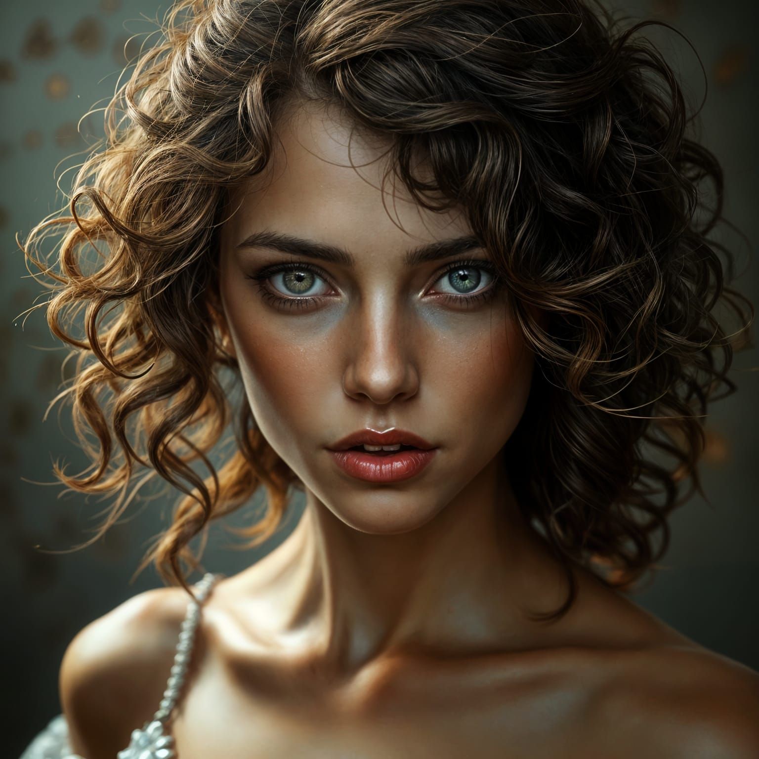 Dreamy Portrait of a Woman with Whiskey-Colored Eyes