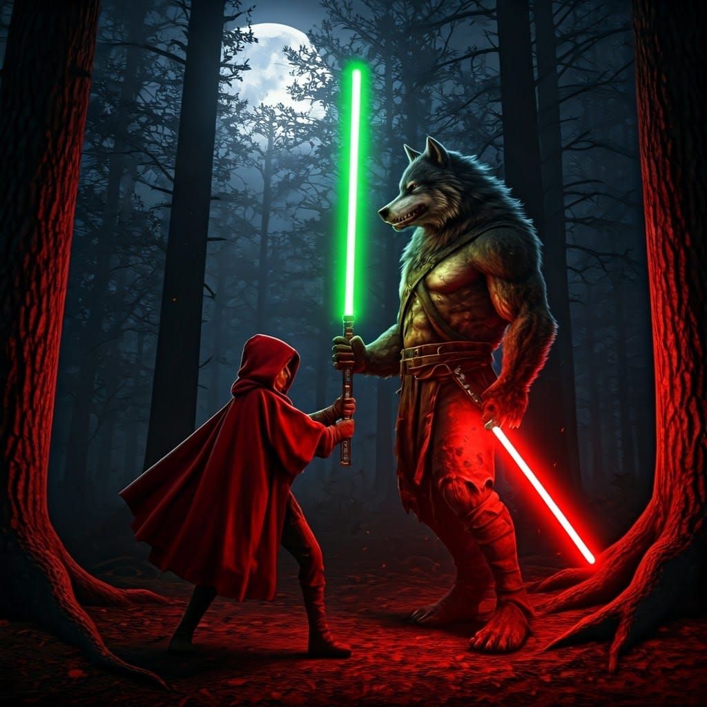 Little Red Riding Hood's Jedi Lightsaber Duel